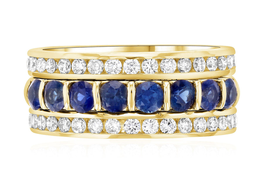 Diamond and Sapphire Anniversary Ring Stack (1.60 ct. tw.) - The Brothers Jewelry Co.