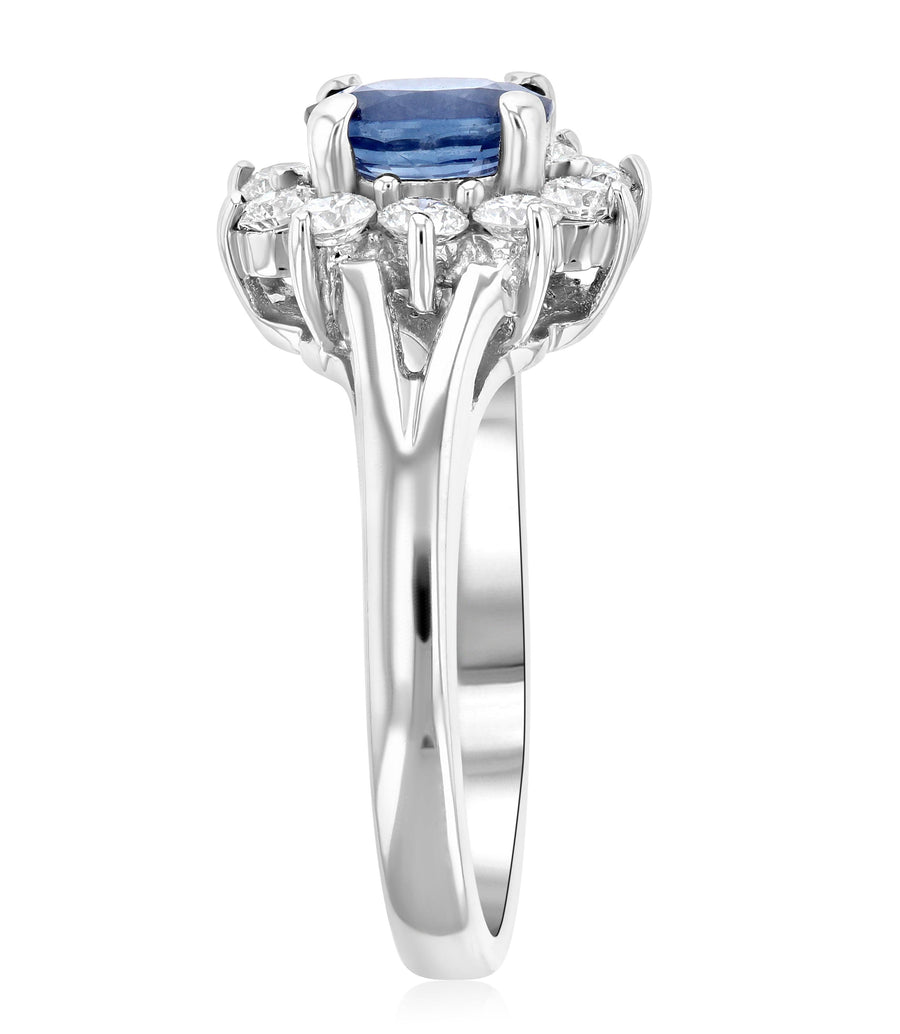 Princess Diana Oval Sapphire and Diamond Star Halo Ring (1.60 ct. tw.) - The Brothers Jewelry Co.
