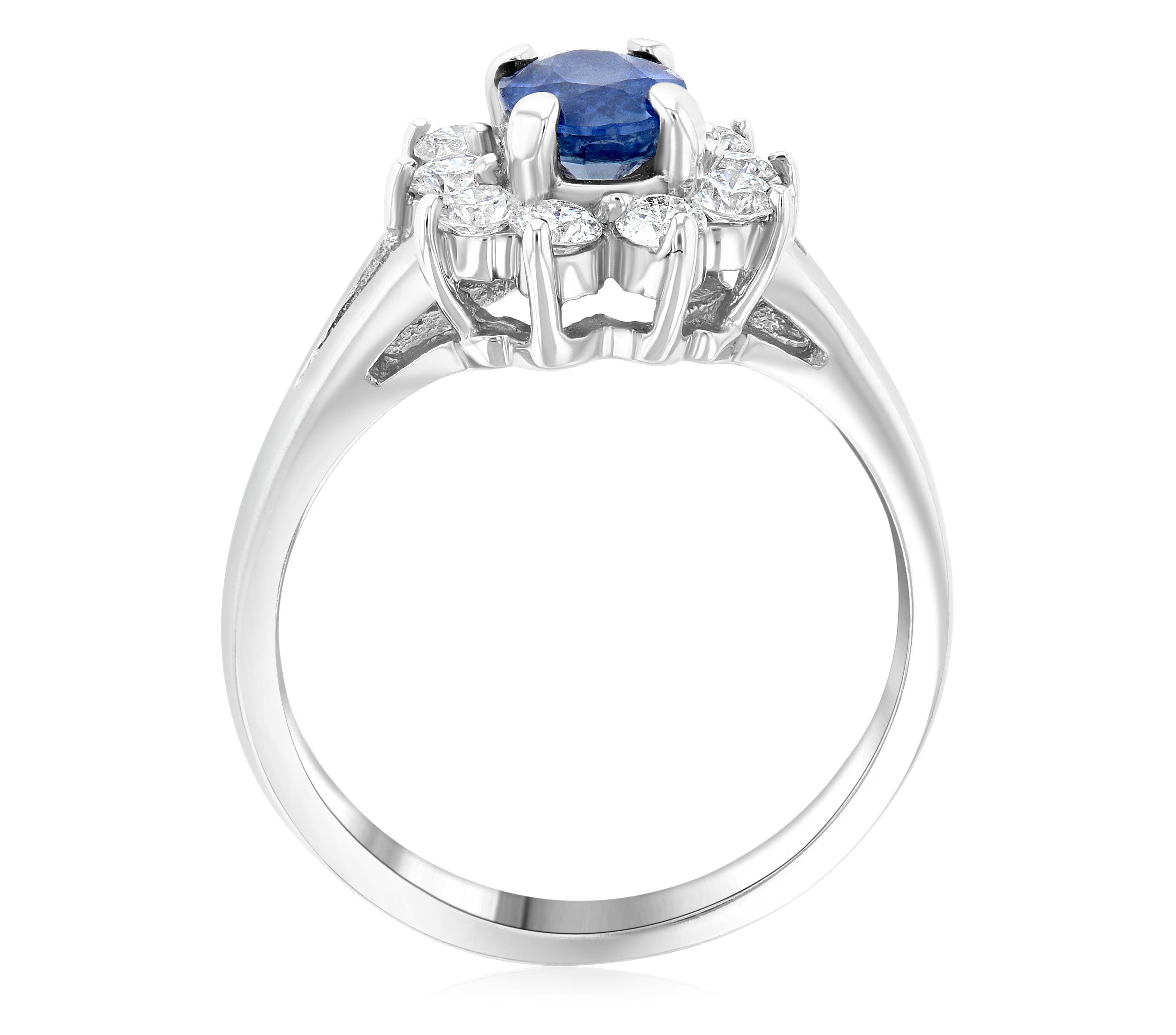 Princess Diana Oval Sapphire and Diamond Star Halo Ring (1.60 ct. tw.) - The Brothers Jewelry Co.