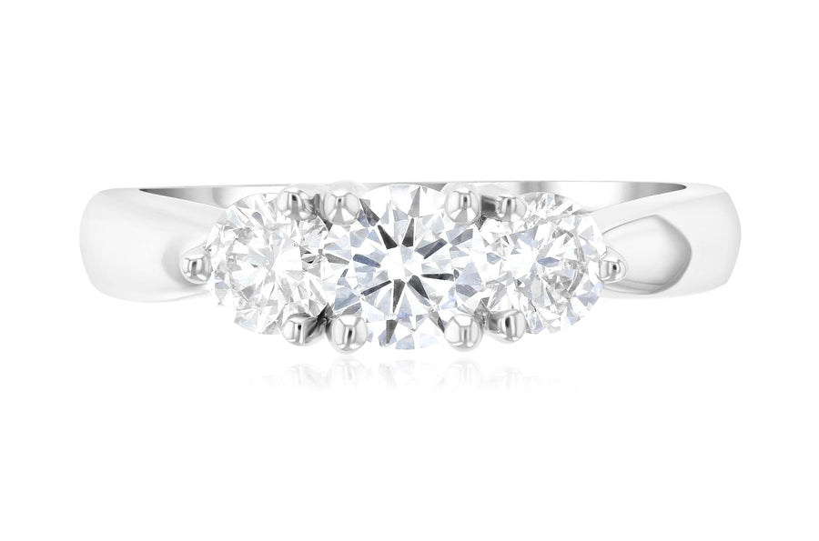 Diamond Three-Stone Shared Prong Engagement Ring (1 ct. tw.) - The Brothers Jewelry Co.