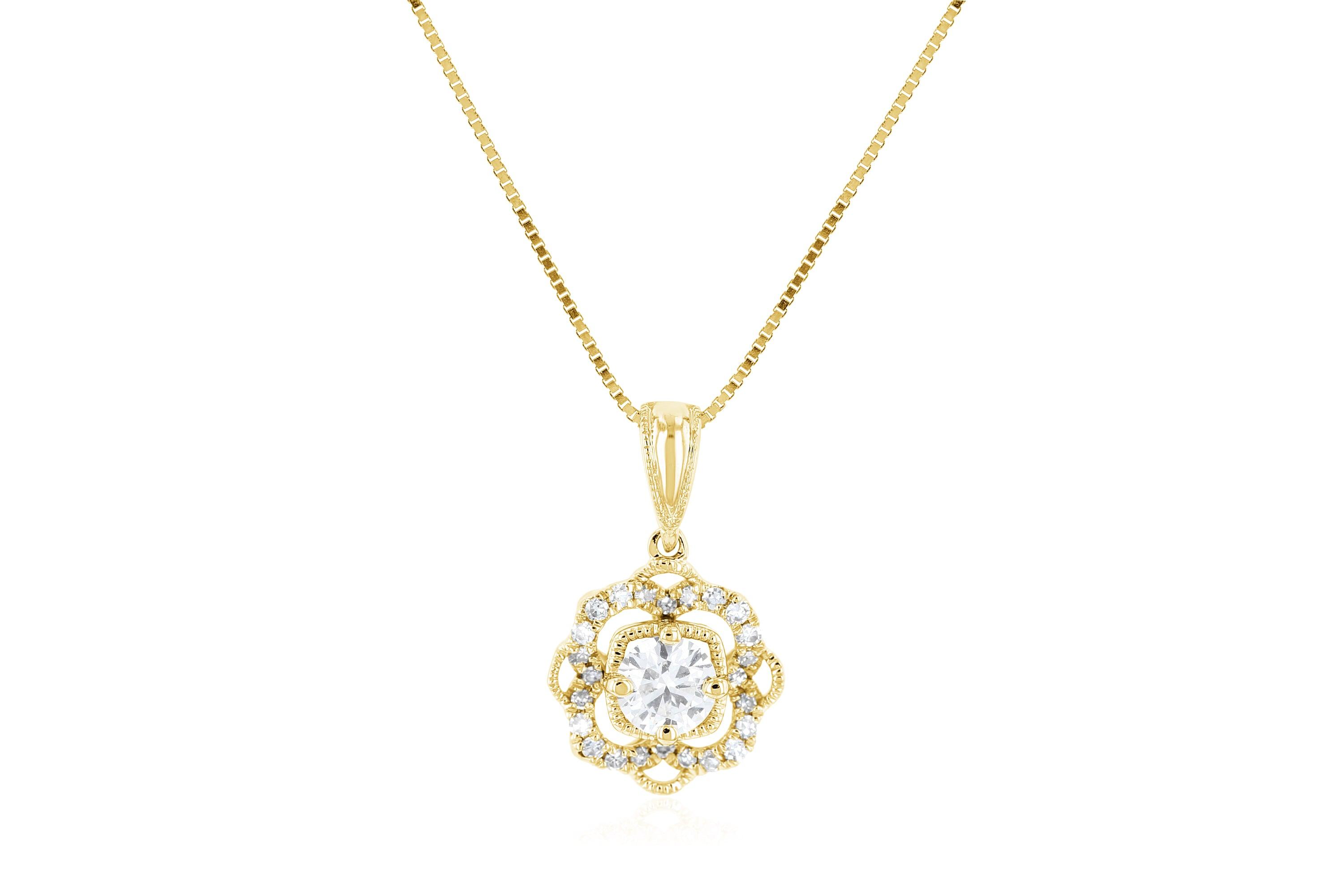 Diamond Flower Pendant Necklace - The Brothers Jewelry Co.