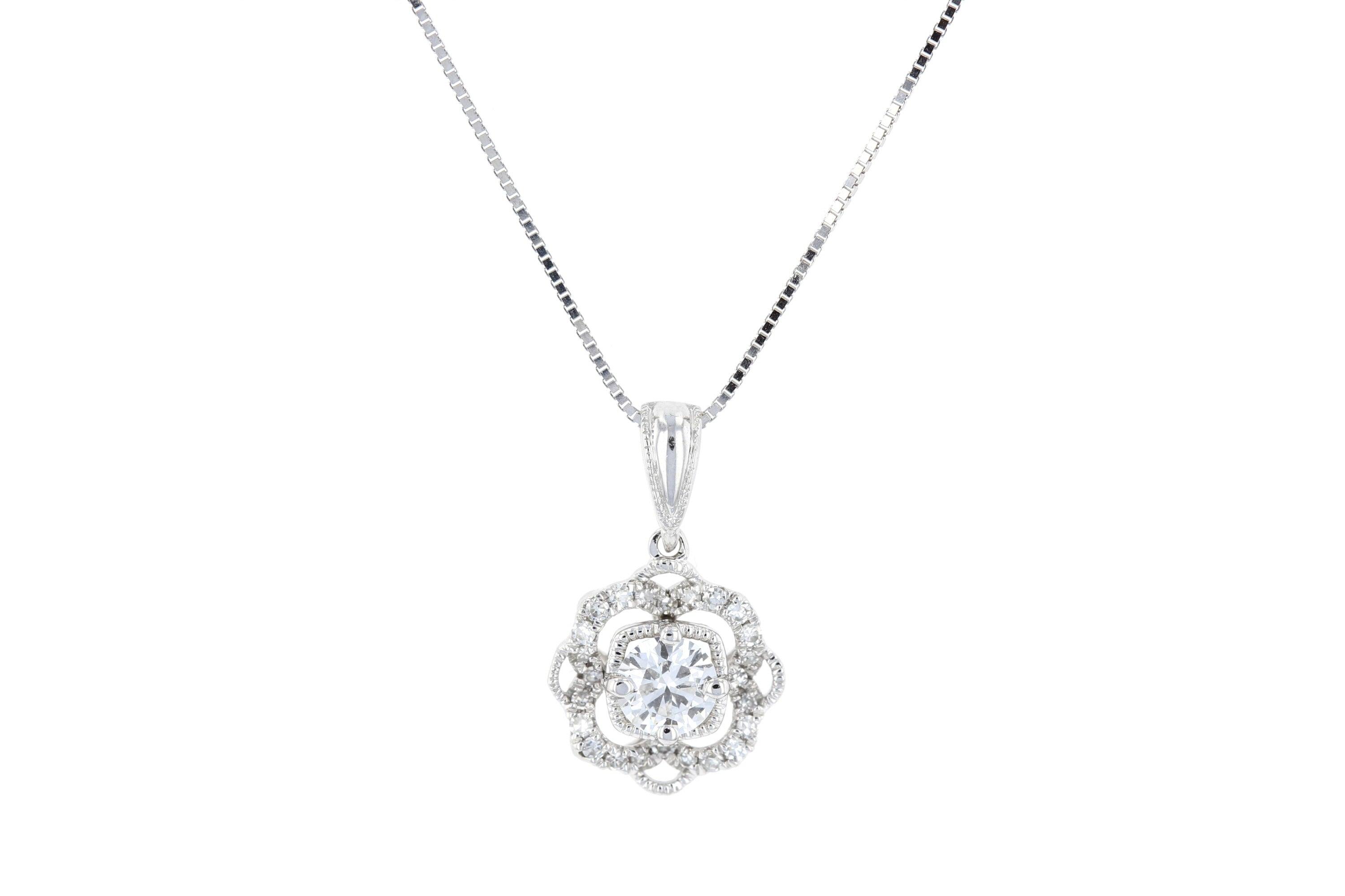 Diamond Flower Pendant Necklace - The Brothers Jewelry Co.