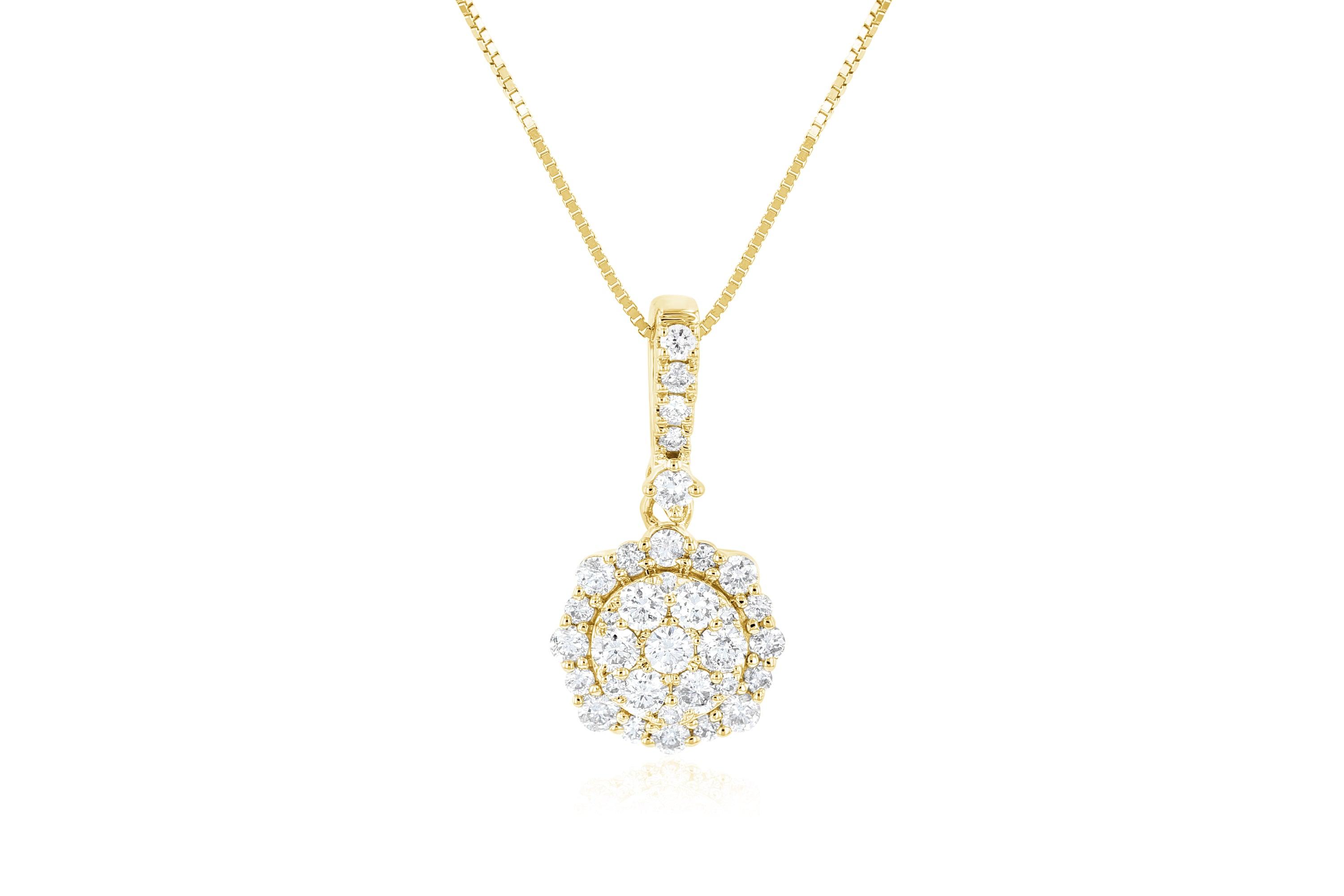 Diamond Pavè Flower Teardrop Pendant Necklace - The Brothers Jewelry Co.