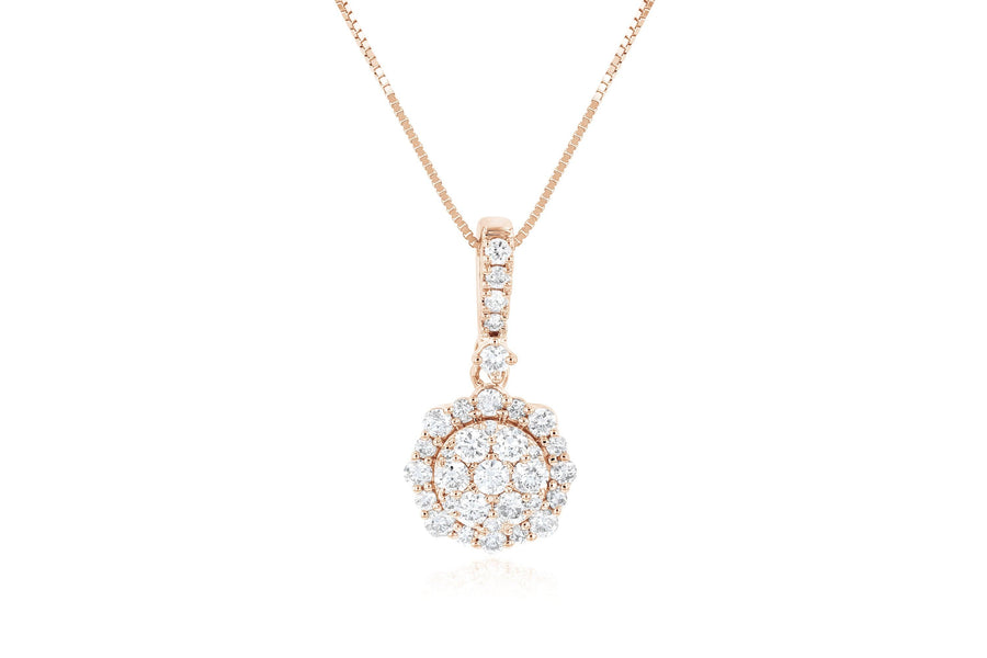 Diamond Pavè Flower Teardrop Pendant Necklace - The Brothers Jewelry Co.