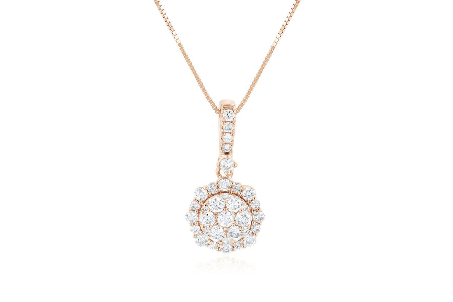 Diamond Pavè Flower Teardrop Pendant Necklace - The Brothers Jewelry Co.