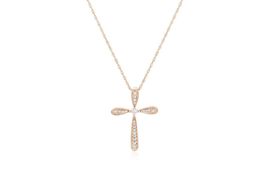 Diamond Milgrain Cross Pendant Necklace - The Brothers Jewelry Co.