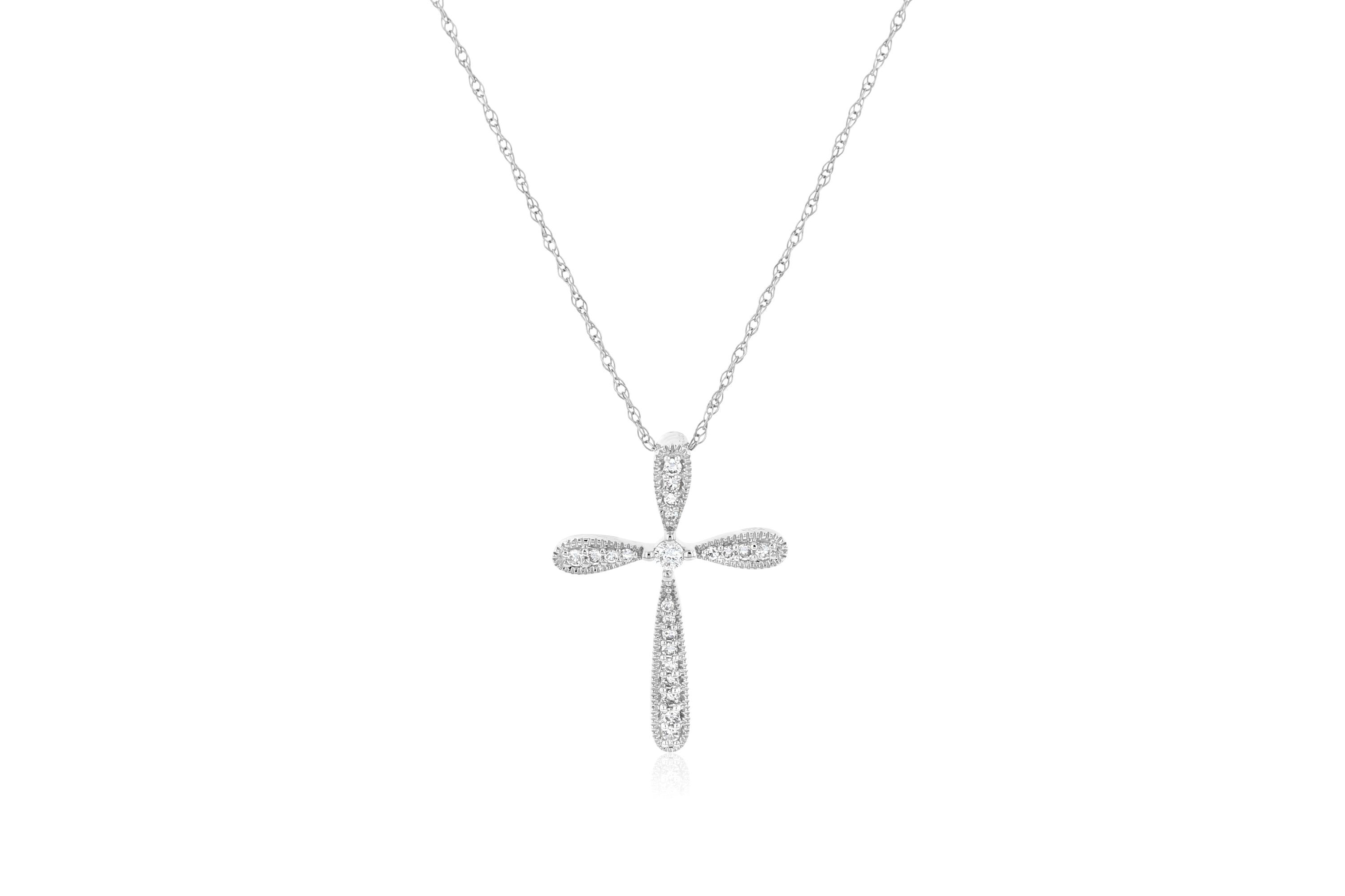 Diamond Milgrain Cross Pendant Necklace - The Brothers Jewelry Co.