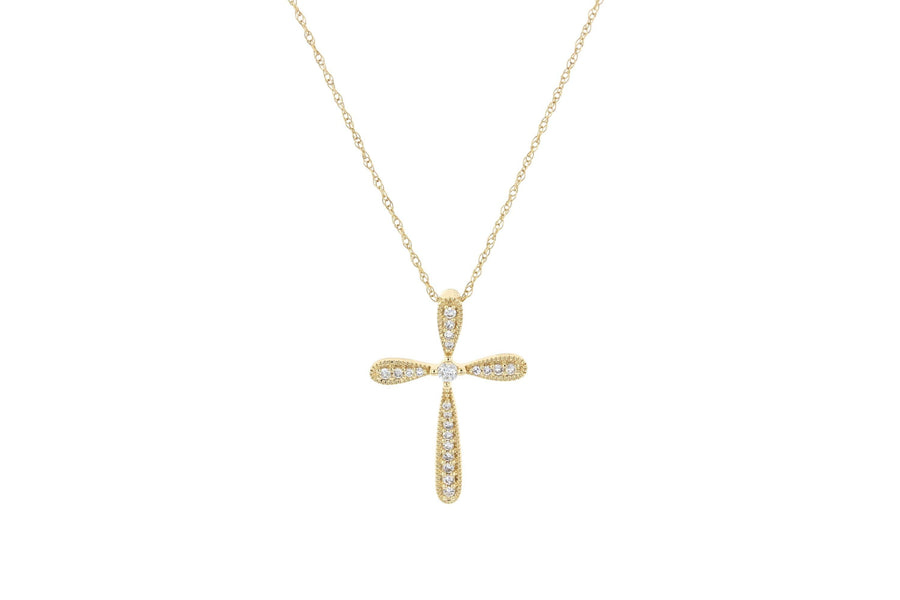 Diamond Milgrain Cross Pendant Necklace - The Brothers Jewelry Co.
