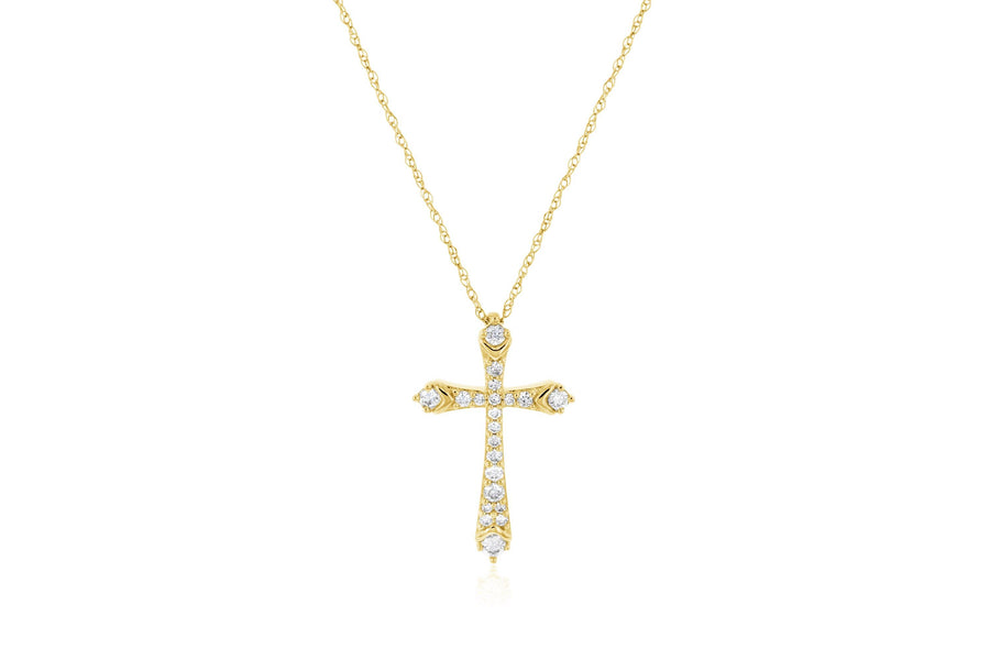Graduated Diamond Cross Pendant Necklace - The Brothers Jewelry Co.
