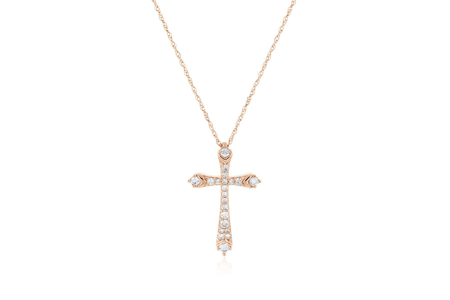 Graduated Diamond Cross Pendant Necklace - The Brothers Jewelry Co.