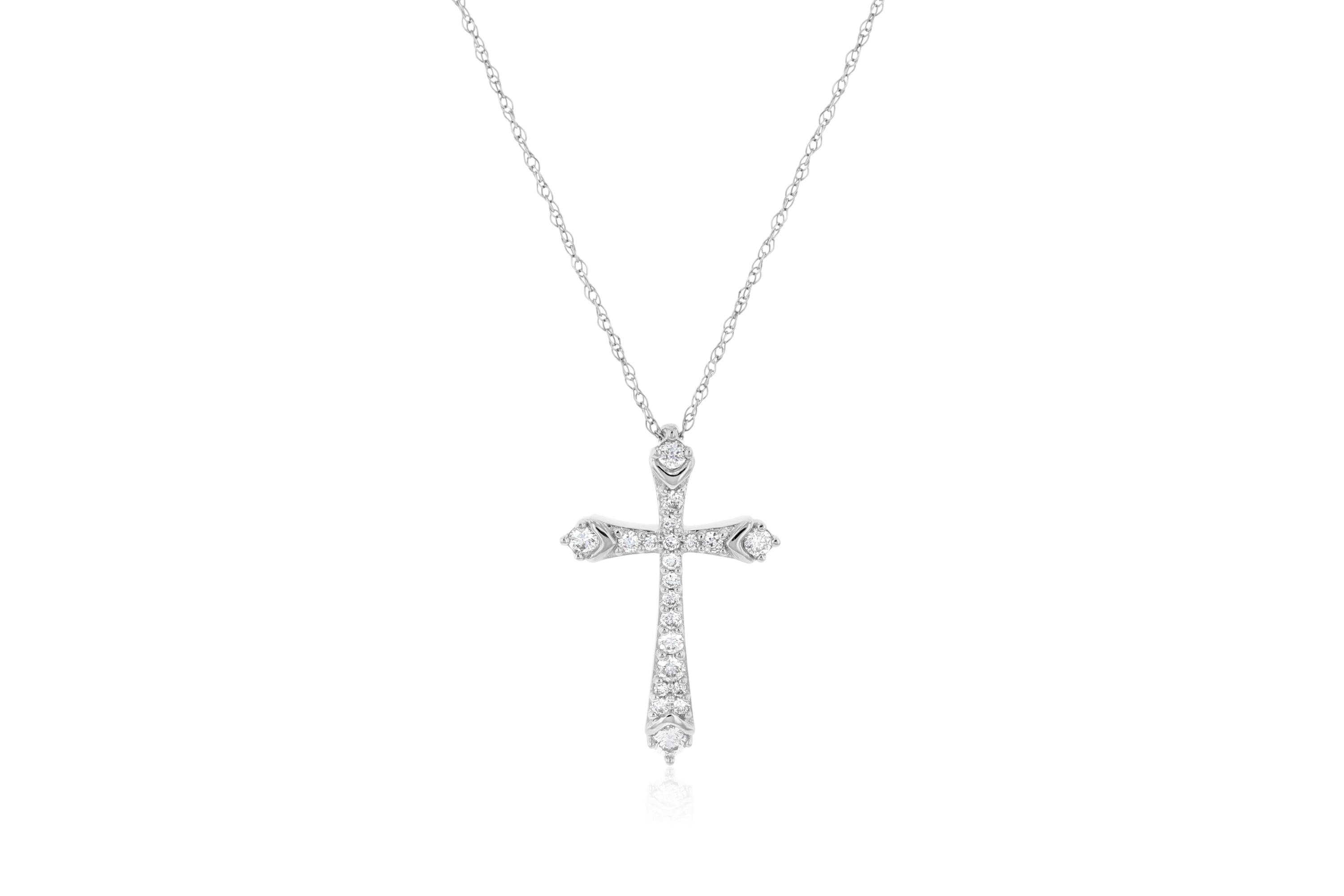 Graduated Diamond Cross Pendant Necklace - The Brothers Jewelry Co.