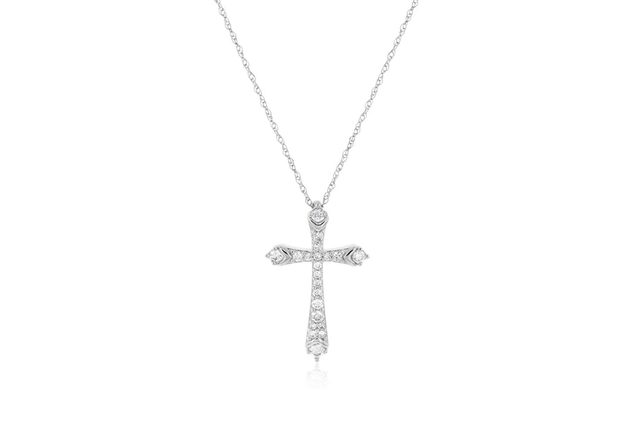 Graduated Diamond Cross Pendant Necklace - The Brothers Jewelry Co.