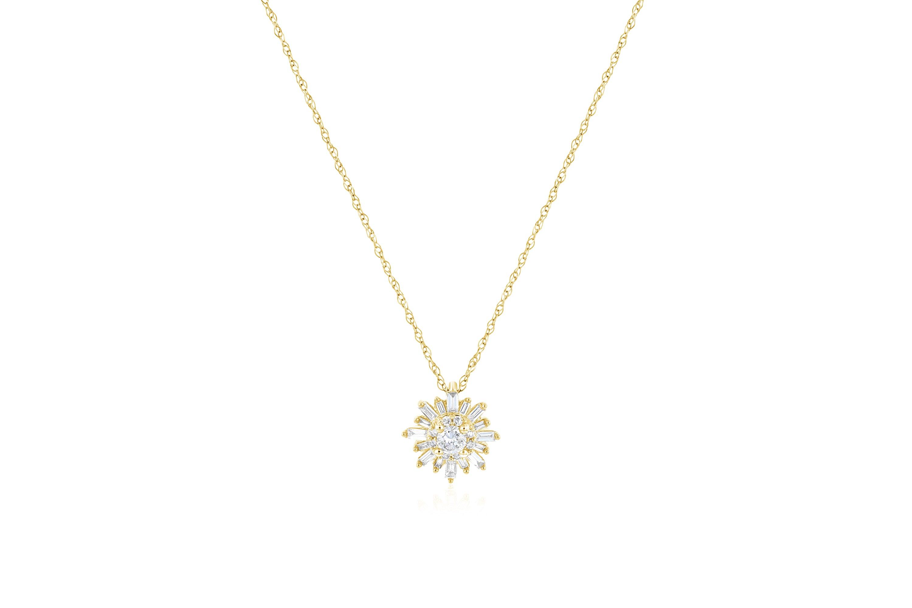 Baguette Diamond Snowflake Pendant Necklace - The Brothers Jewelry Co.