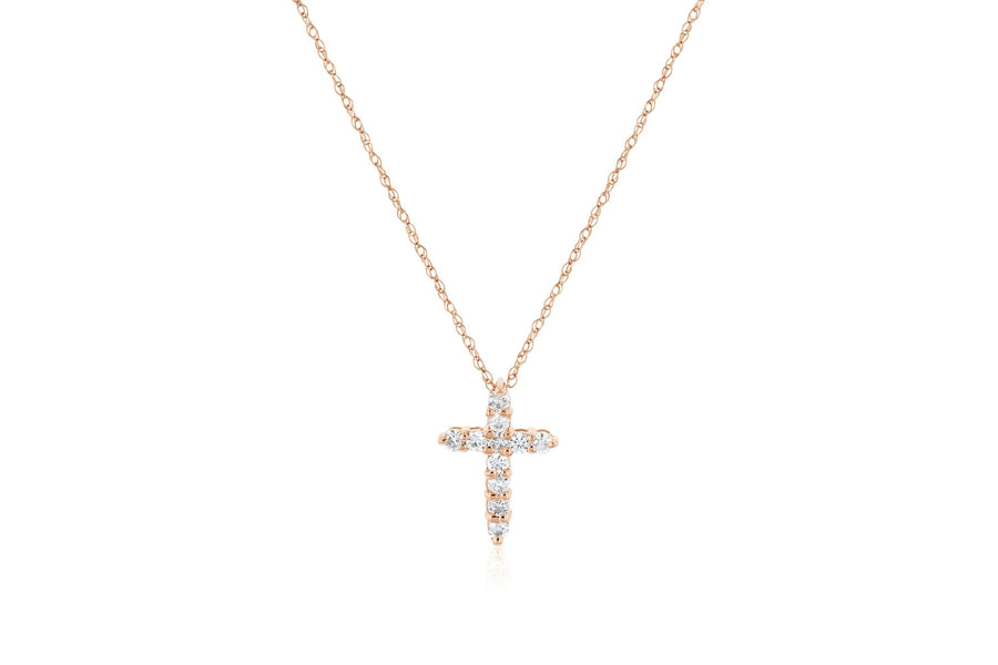 Petite Diamond Cross Pendant Necklace - The Brothers Jewelry Co.