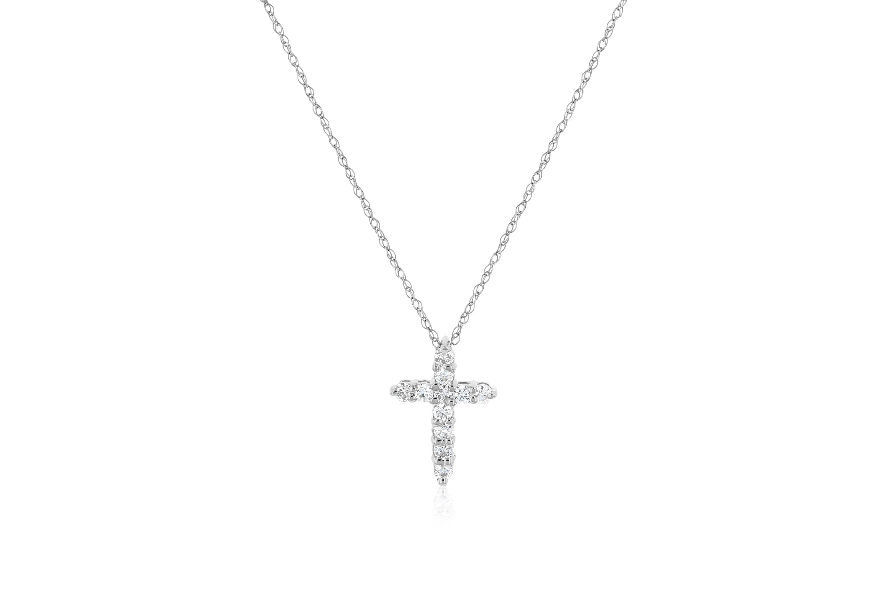 Petite Diamond Cross Pendant Necklace - The Brothers Jewelry Co.
