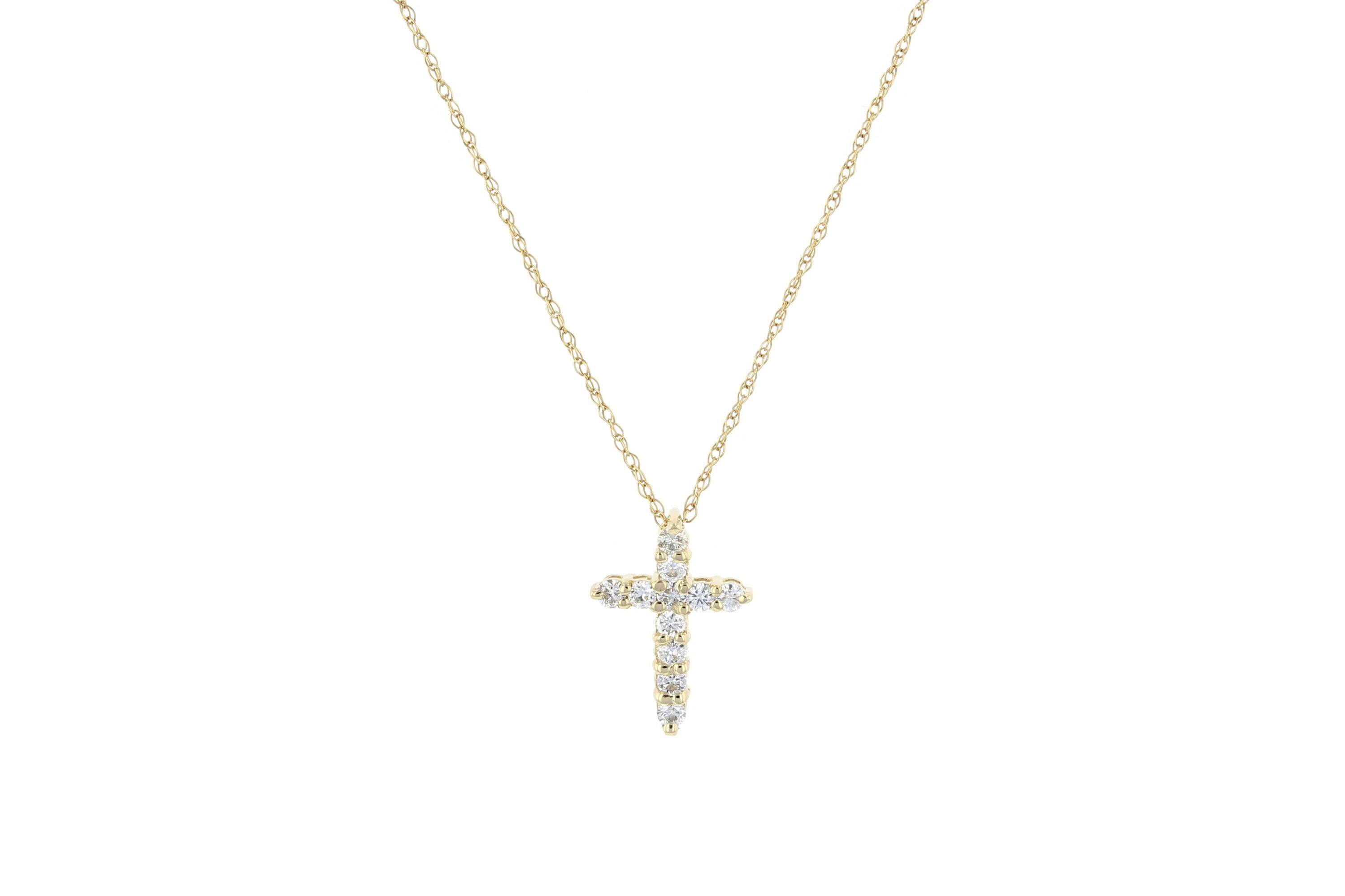 Petite Diamond Cross Pendant Necklace - The Brothers Jewelry Co.