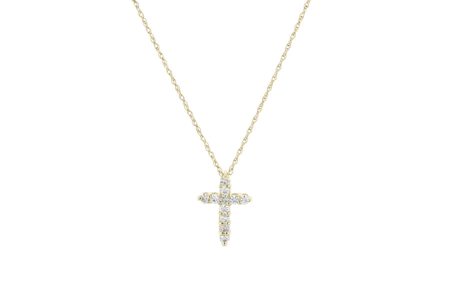Petite Diamond Cross Pendant Necklace - The Brothers Jewelry Co.