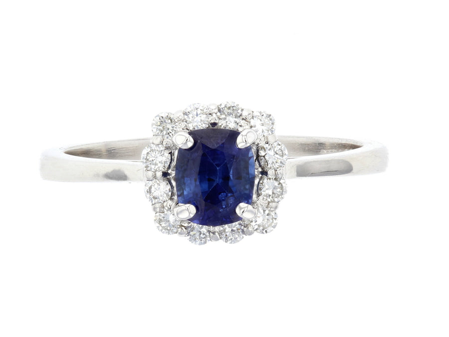 Halo Cushion Sapphire and Diamond Engagement Ring L2365S