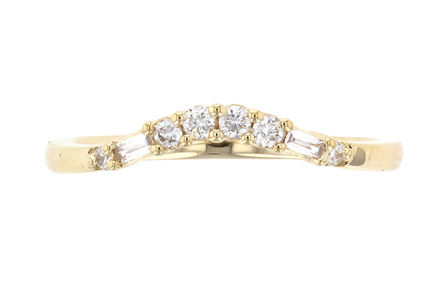 Baguette and Round Diamond Curved Band L3756