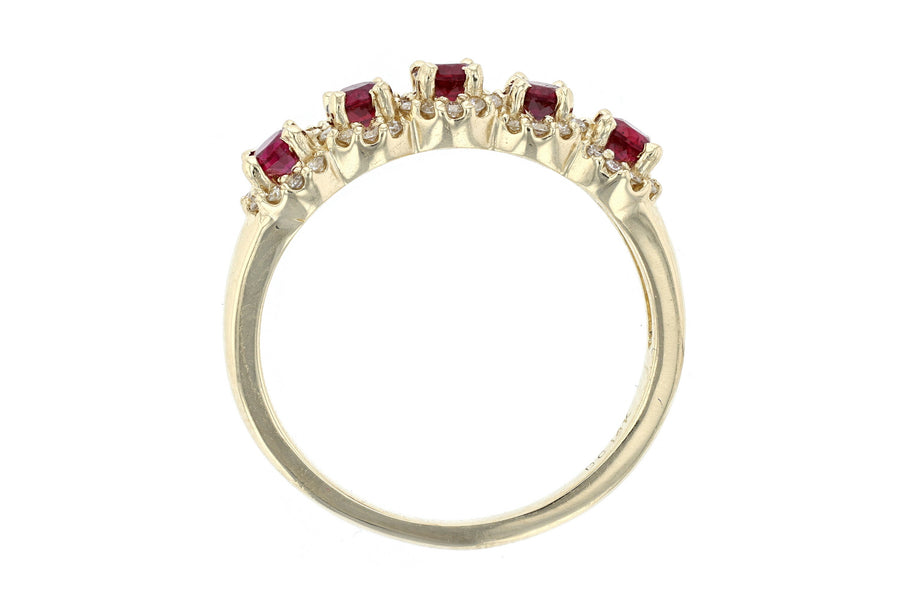 Five-stone Diamond and Ruby Anniversary Ring L3826RUB