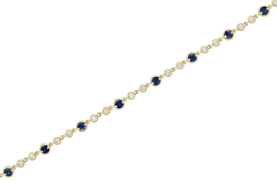 Diamond and Sapphire Milgrain Tennis Bracelet (2.18 ct. tw.) - The Brothers Jewelry Co.