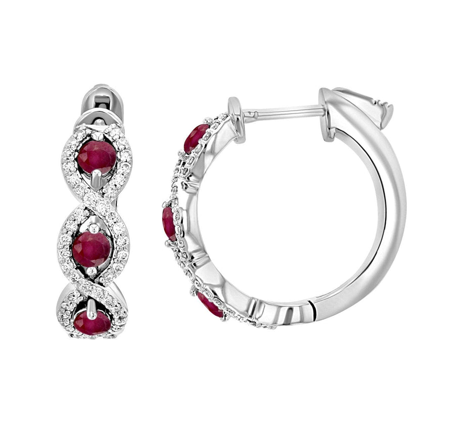Diamond and Ruby Infinity Hoop Earrings (1.22 ct. tw.) - The Brothers Jewelry Co.
