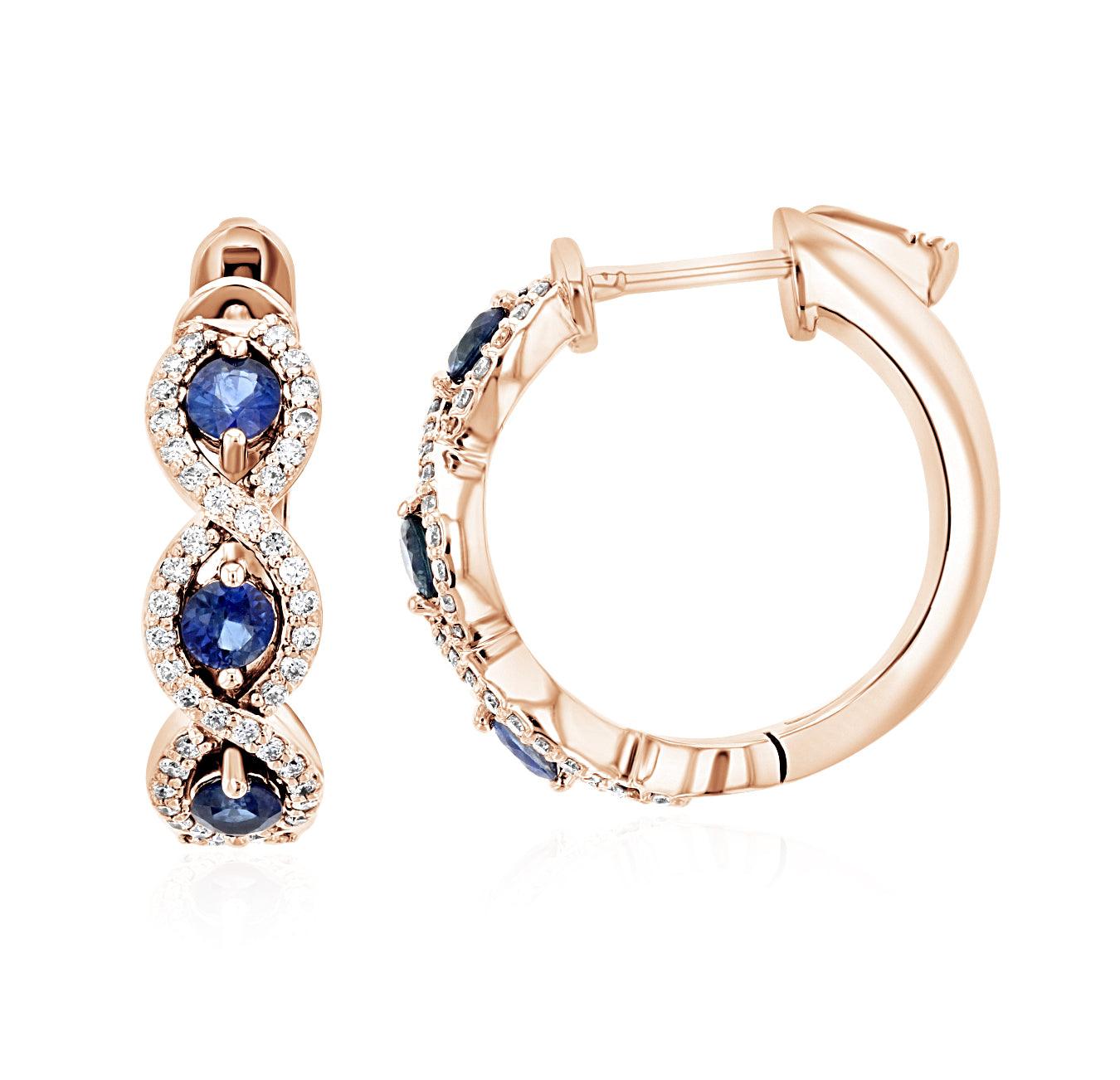 Sapphire and Diamond Infinity Hoop Earrings (1.22 ct. tw.) - The Brothers Jewelry Co.