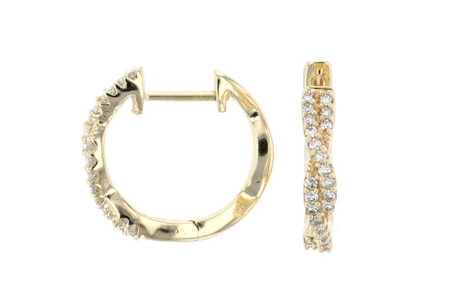 Twist Diamond Hoop Earrings 14K Yellow Gold E3812