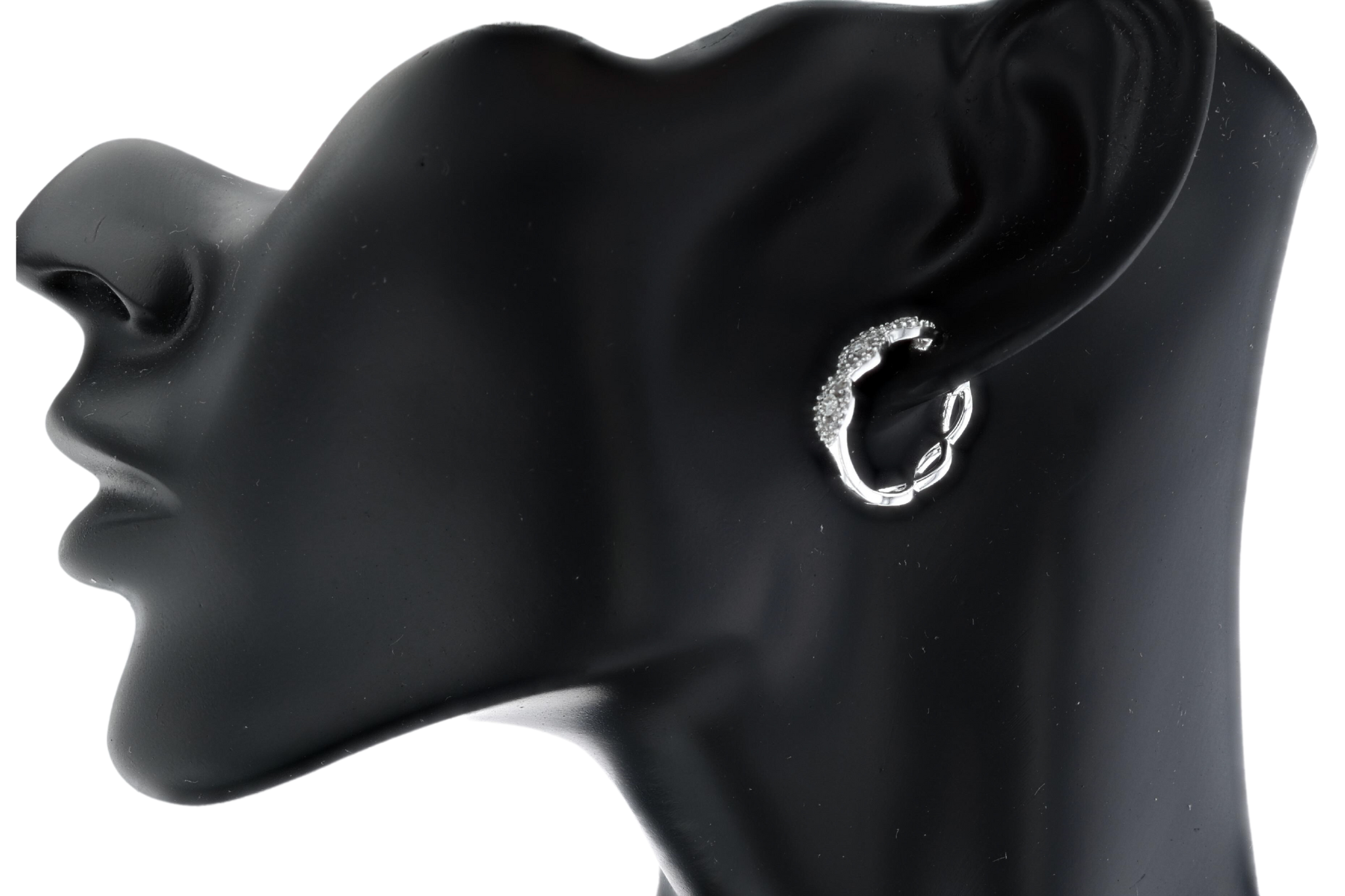 Dual Infinity Diamond Hoop Earrings 14K White Gold E3816