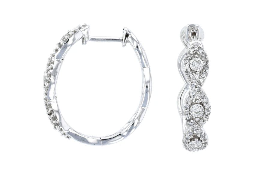 Dual Infinity Diamond Hoop Earrings 14K White Gold E3816