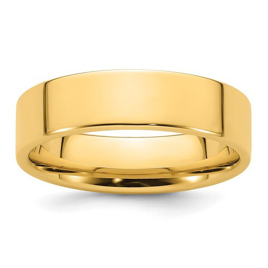 Flat Comfort Fit Men's Wedding Band 14K Yellow Gold 6mm - The Brothers Jewelry Co.