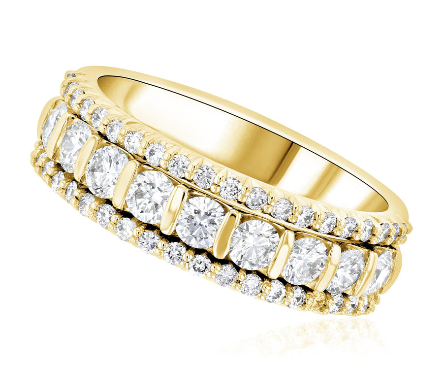 Three-Row Diamond Anniversary Ring Shared Prong (1.10 ct. tw.) - The Brothers Jewelry Co.