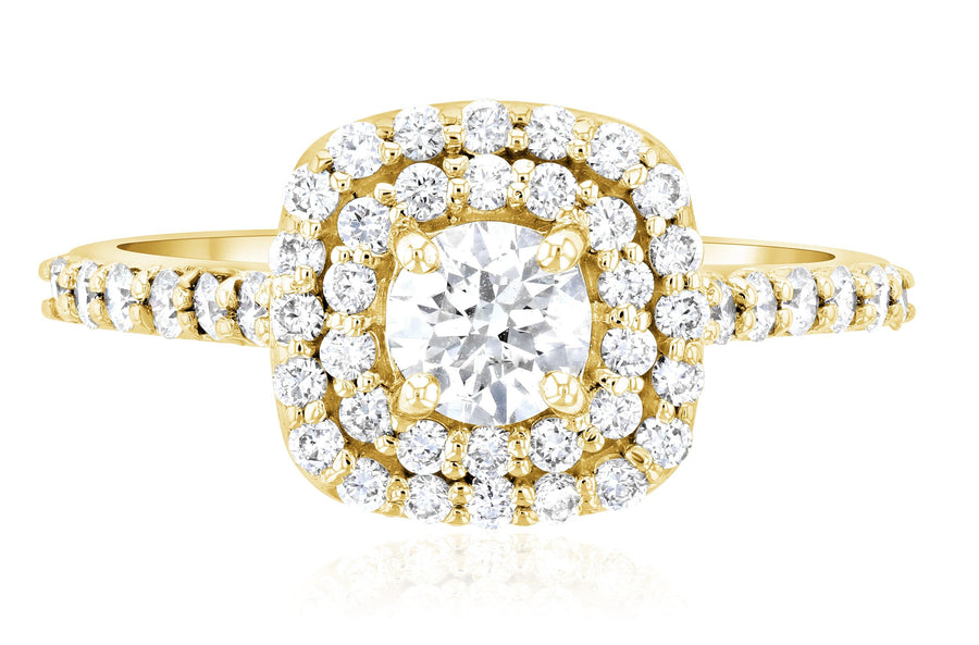 Double Princess Halo Diamond Engagement Ring - The Brothers Jewelry Co.