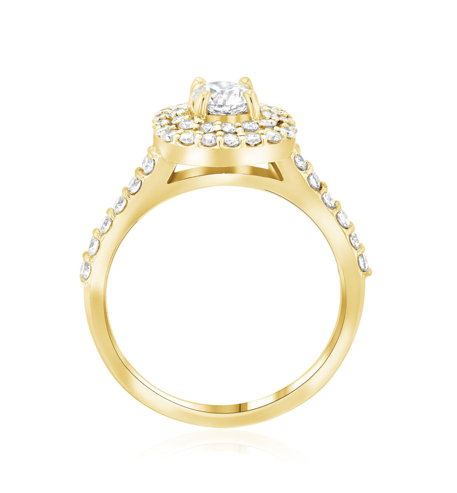 Double Princess Halo Diamond Engagement Ring - The Brothers Jewelry Co.