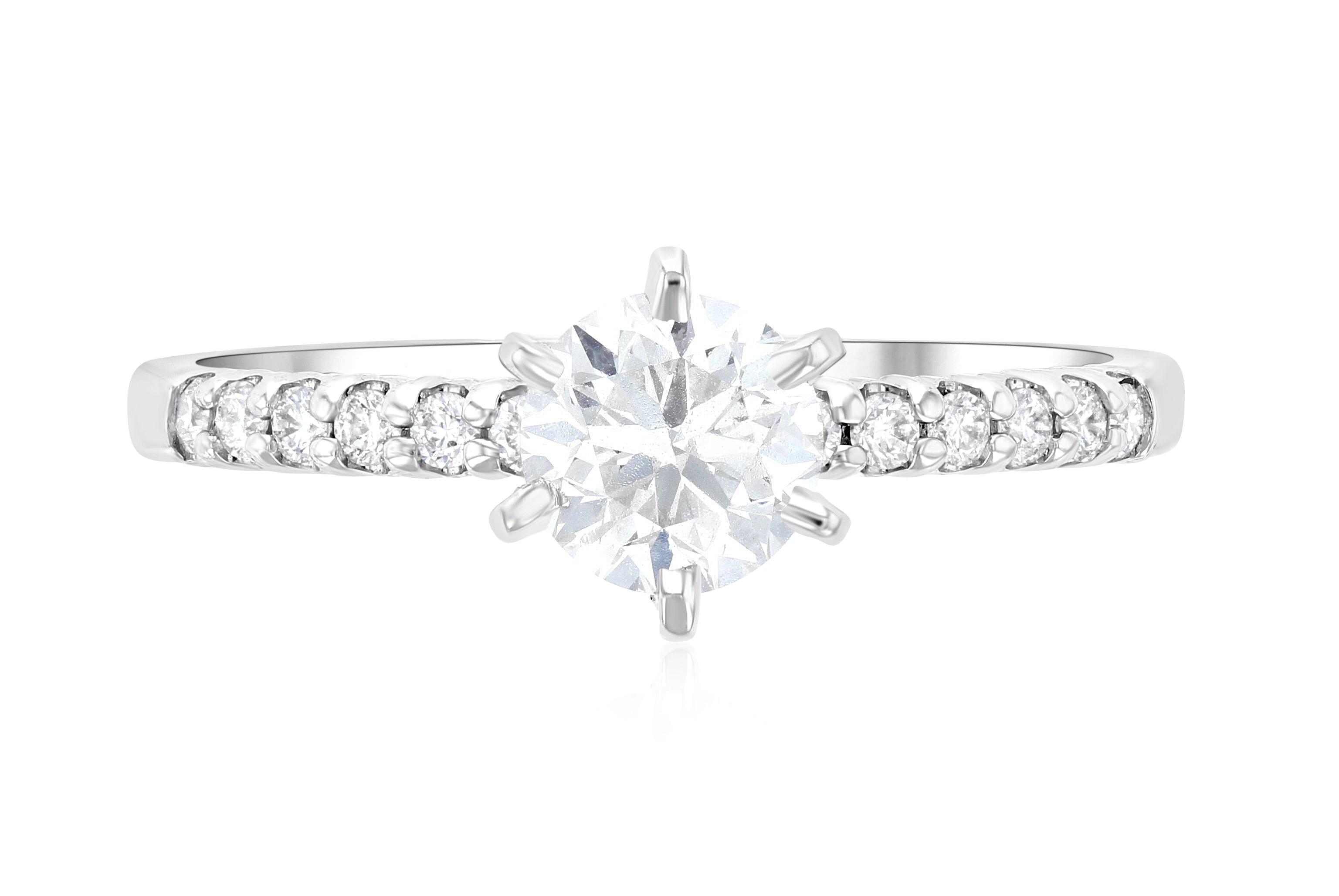 Six Prong Pavé Diamond Solitaire Engagement Ring - The Brothers Jewelry Co.