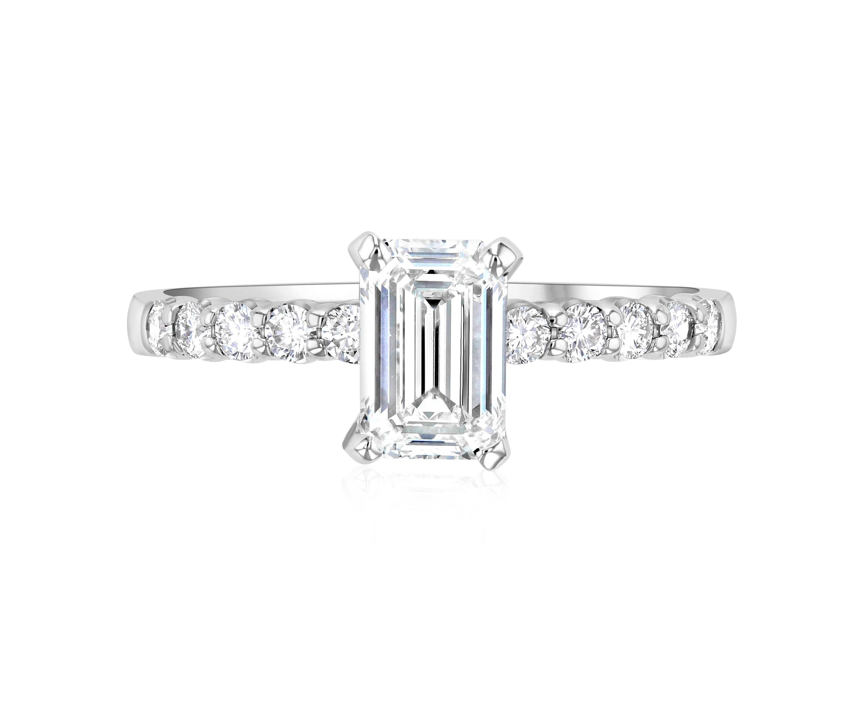 Emerald Cut Pavé Diamond Solitaire Engagement Ring - The Brothers Jewelry Co.