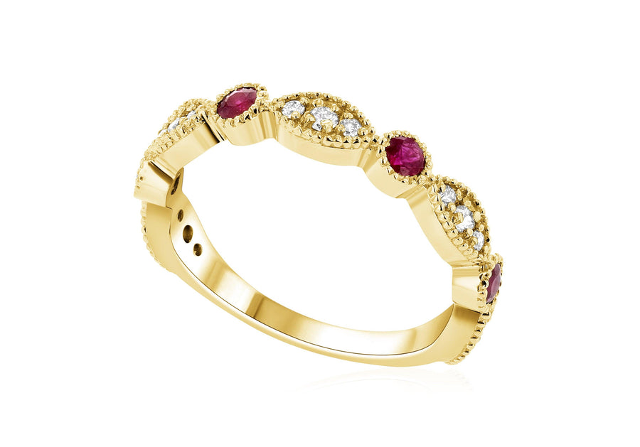 Three-Stone Diamond and Ruby Infinity Ring (.53 ct. tw.) - The Brothers Jewelry Co.