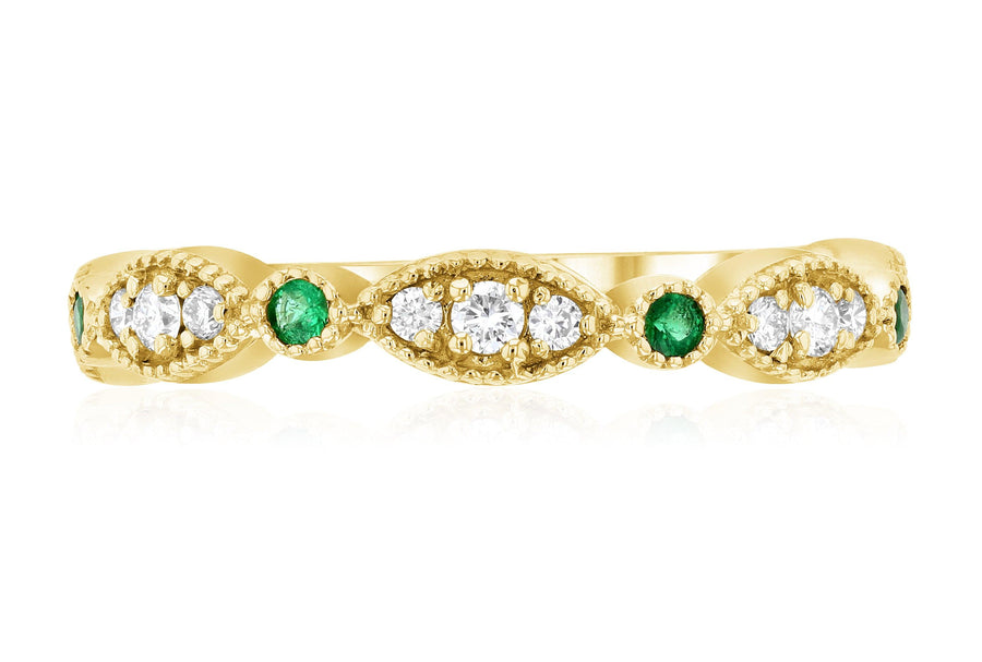 Three-Stone Diamond and Emerald Infinity Ring (.35 ct. tw.) - The Brothers Jewelry Co.