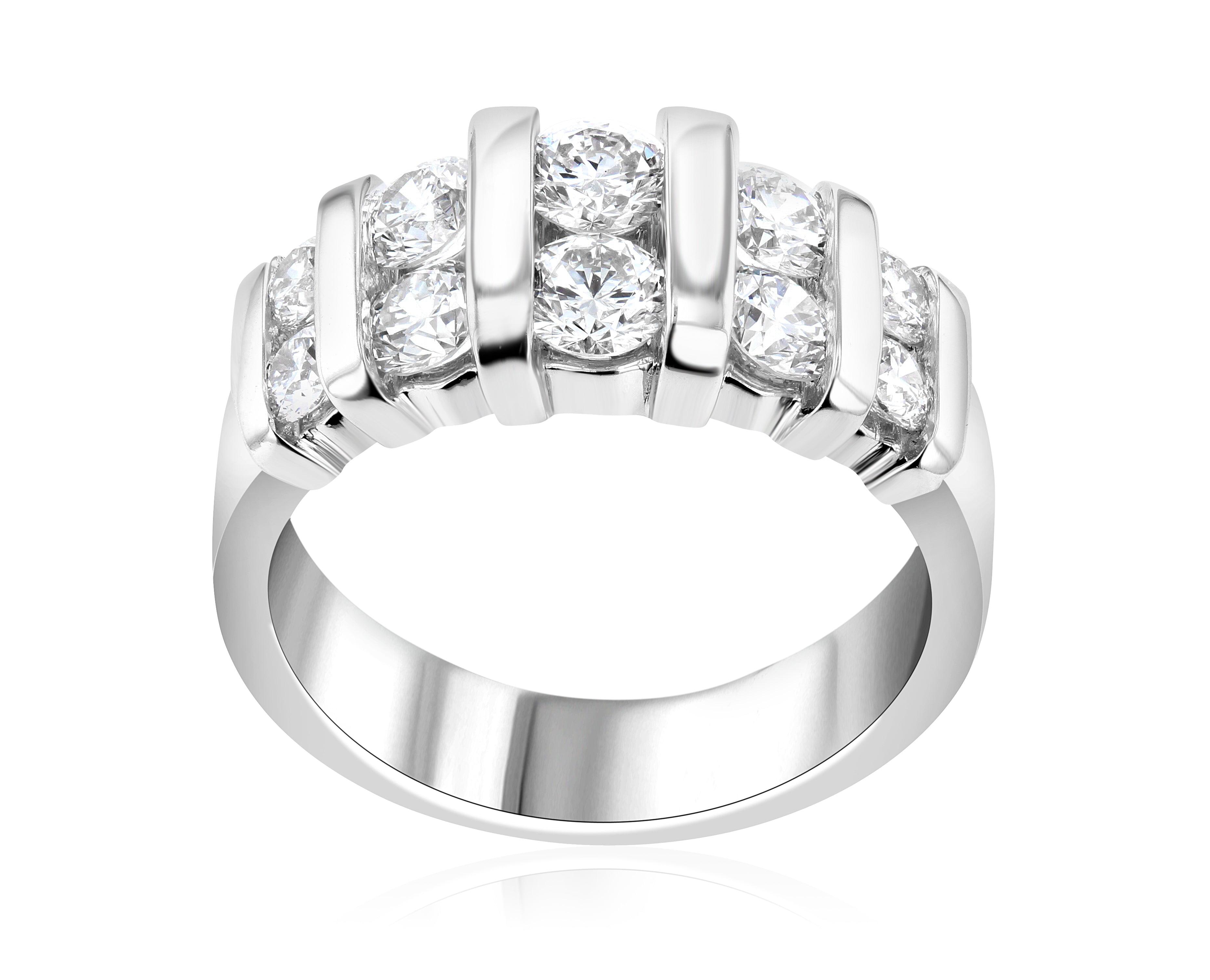 Double Row Five-Set Diamond Anniversary Ring (2 ct. tw.) - The Brothers Jewelry Co.