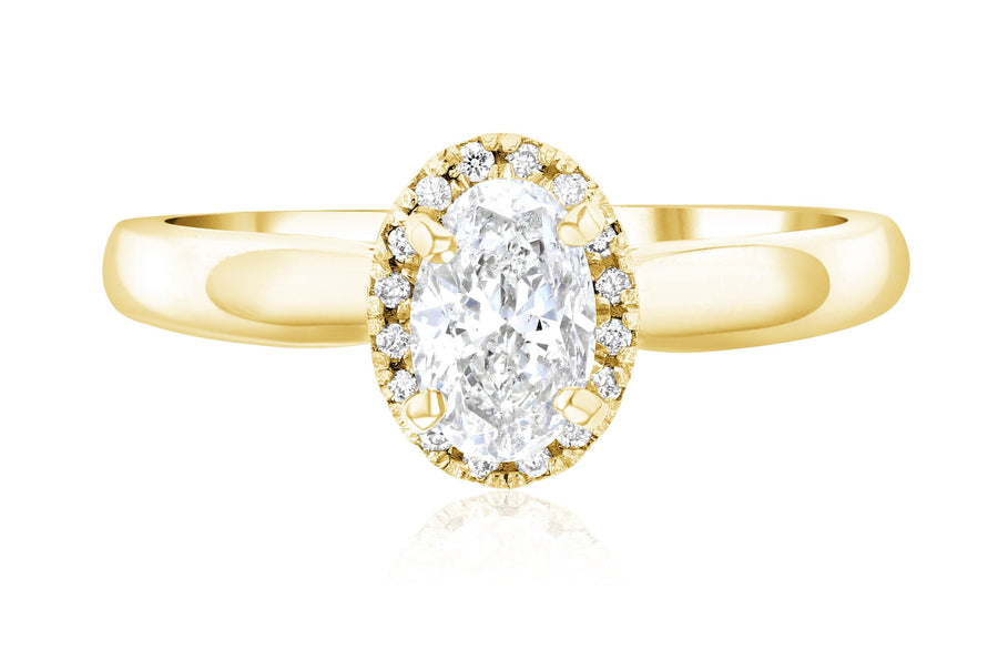 Halo Oval Diamond Engagement Ring (7/8 ct. tw.) - The Brothers Jewelry Co.