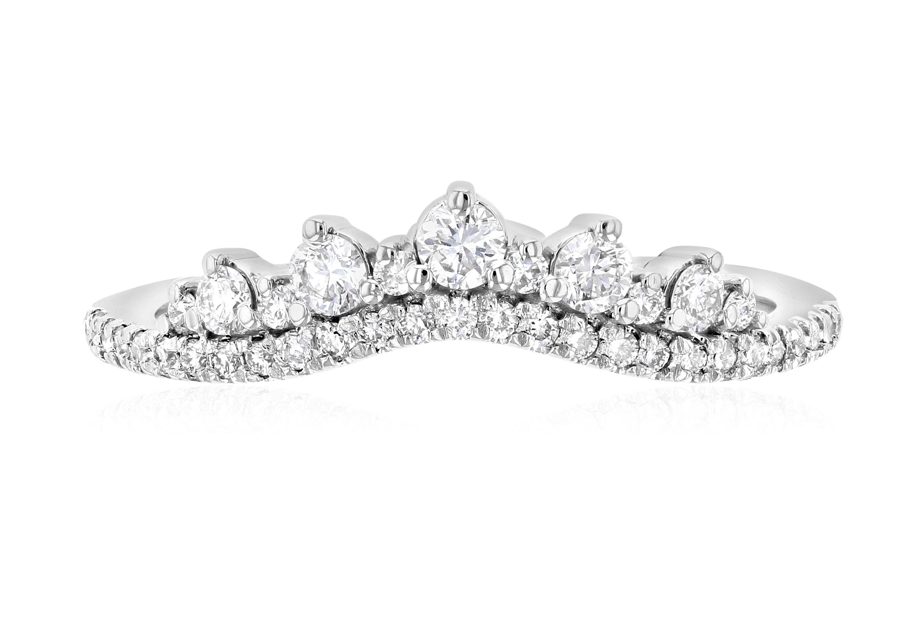Chevron Diamond Crown Stackable Fashion Ring (.34 ct. tw.) - The Brothers Jewelry Co.