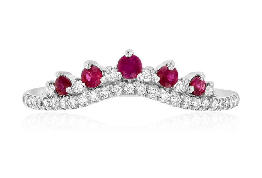 Chevron Crown Diamond and Ruby Ring (.34 ct. tw.) - The Brothers Jewelry Co.