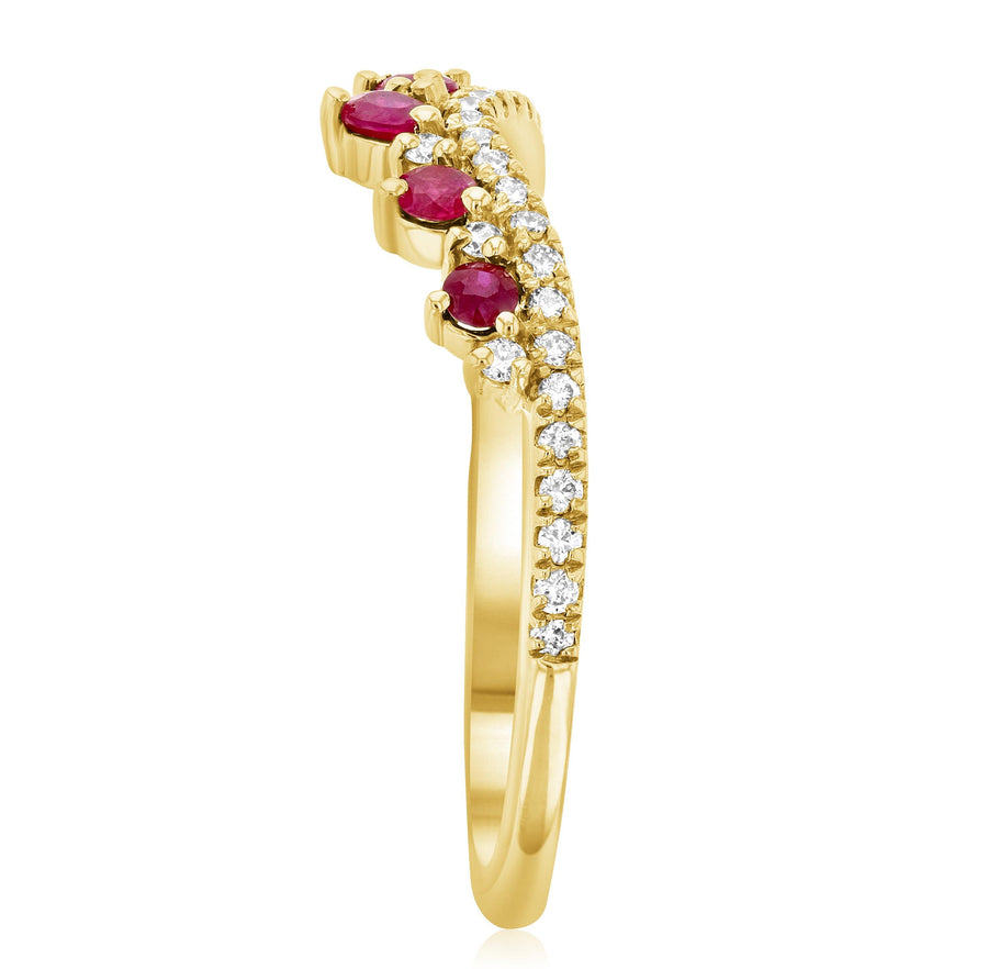 Chevron Crown Diamond and Ruby Ring (.34 ct. tw.) - The Brothers Jewelry Co.