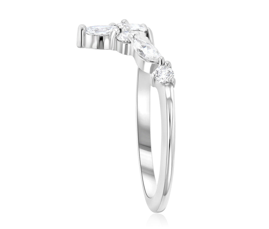 Chevron Marquise Diamond Stackable Fashion Ring (.40 ct. tw.) - The Brothers Jewelry Co.