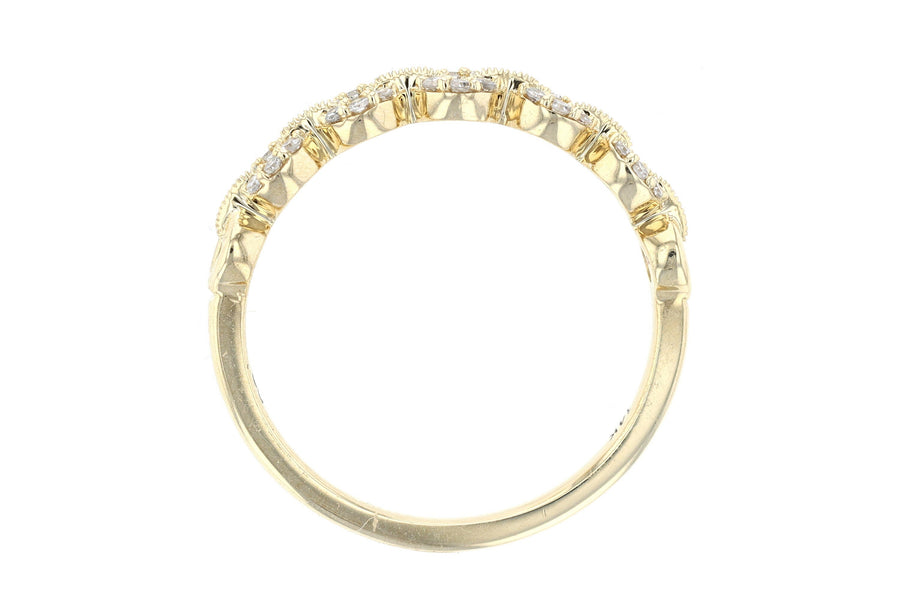 Petite Milgrain Chain-link Diamond Fashion Ring 14kt Yellow Gold L3820