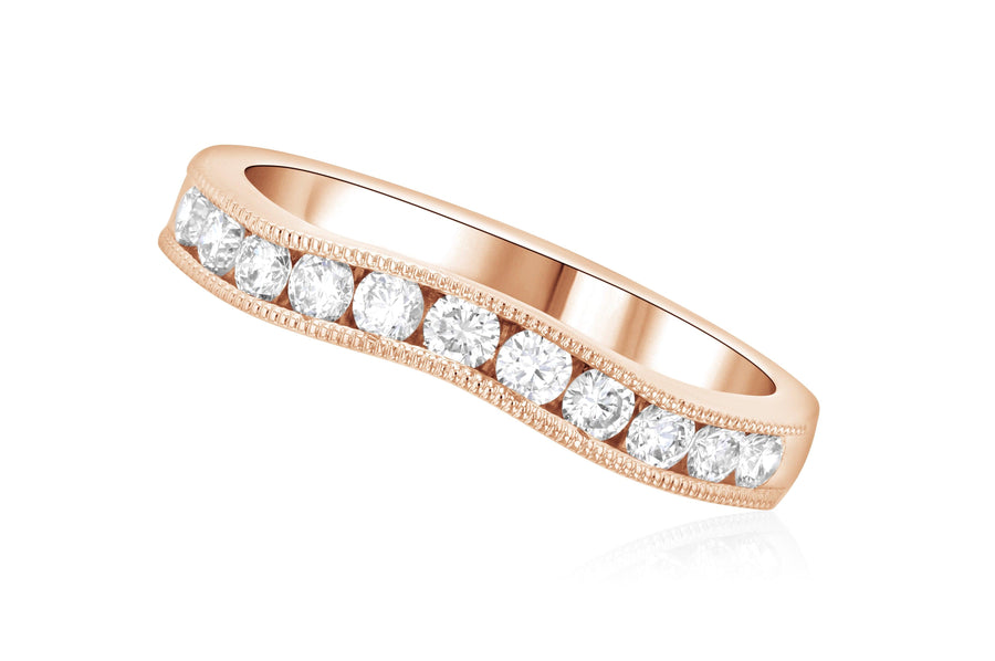 Diamond Milgrain Curved Wedding Ring - The Brothers Jewelry Co.