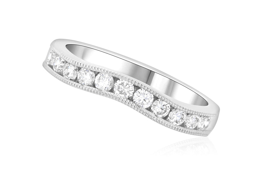 Diamond Milgrain Curved Wedding Ring - The Brothers Jewelry Co.