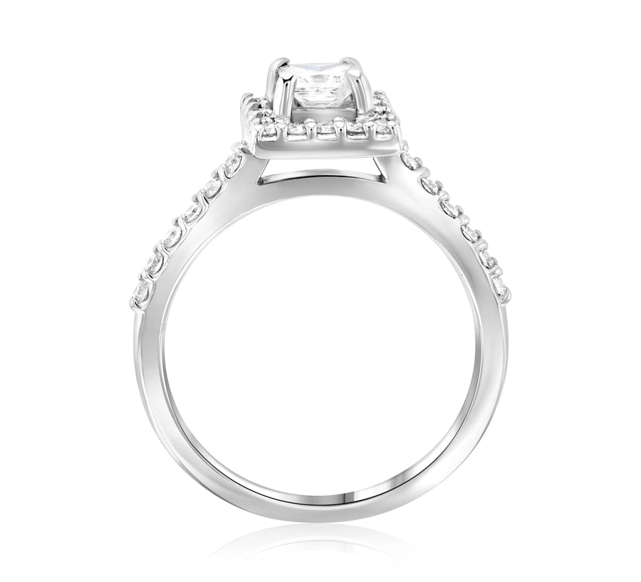 Halo Princess Diamond Engagement Ring (.76 ct. tw.) - The Brothers Jewelry Co.