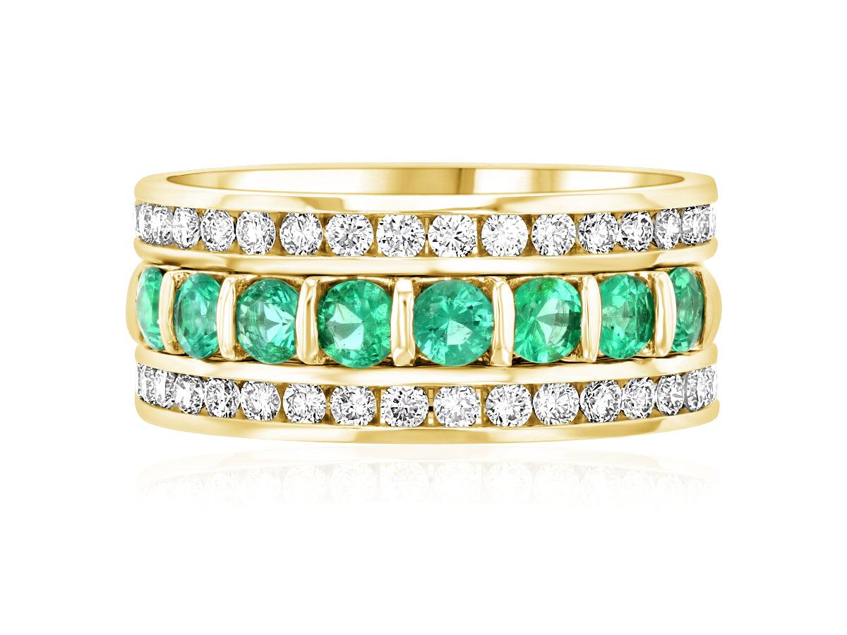 Diamond and Emerald Anniversary Ring Stack (1.60 ct. tw.) - The Brothers Jewelry Co.