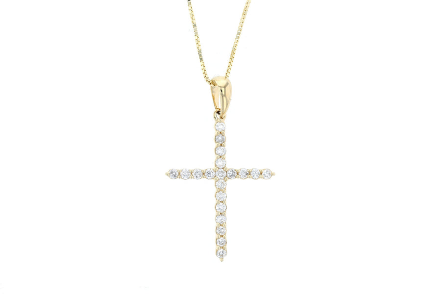 Classic Diamond Cross Pendant Necklace 14kt Yellow Gold L3768